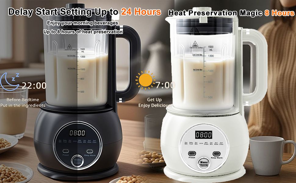 Automatic soybean milk machine with delay and heat preservation function