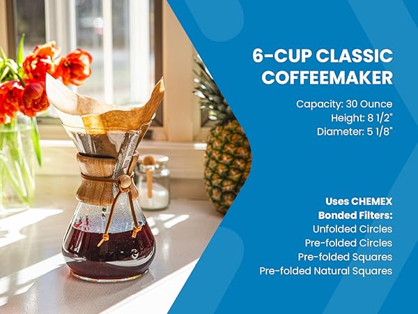 chemex coffee maker pour over brewer filters carafe glass kettle reusable classic drip coffee