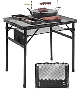 Pnbfhn Camping Table, 2x1.3 FT Portable Folding Grill Table, Lightweight Height Adjustable Metal ...