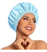 Reusable Shower Cap for Women, Large Waterproof Shower Bonnet Washable Elastic Band Bath Hair Hat...
