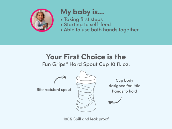 nuk first choice fun grips sippy cup hard spout spill proof leak proof toddler cup bpa free 9 months