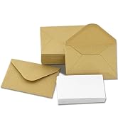50 Packs of Gift Card Envelopes with Blank Cards 4x2.75 Kraft Mini Envelope Business card envelop...