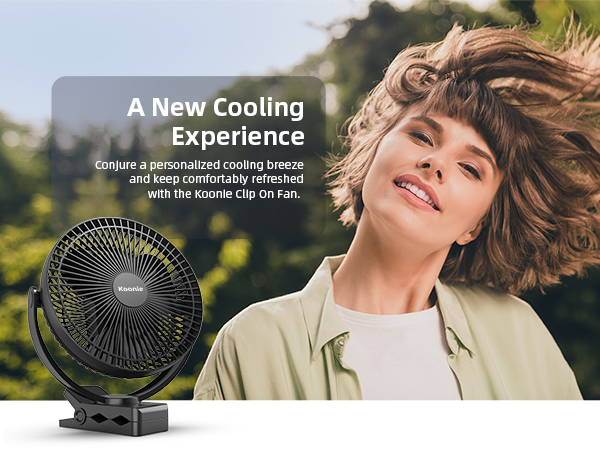 Koonie 10000mAh Rechargeable Portable, 8-Inch Battery Operated Clip on Fan