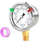 BOGERDACK 0-160Psi Stainless Steel Dry Low Pressure Gauge 1/4" NPT 2" Dual Scale Dial, Lower Moun...