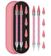 Rolybag Rhinestone Picker Tool, 2PCS Rhinestone Applicator Tool Dotting Wax Pen Dual-Ended with 4...