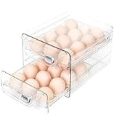 Obsoorth Egg Holder for Fridge 24, 2 Layers Stackable Clear Eggs Organizer, Egg Container for Ref...