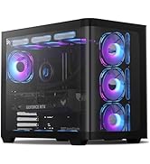 darkFlash ATX Mid-Tower Gaming PC Case, Back Plug-in BTF Motherboard, with 4 ARGB Fans Computer C...