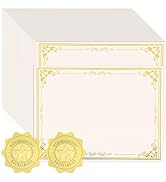 100 Sheets Certificate Paper with 100 Pcs Gold Seal Stickers, 8.5 × 11'' Printable Award Certific...