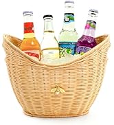 Lexenic Ice Bucket with Handle Hole, Woven and Acrylic Double Layer Basket Design, 4L Champagne W...
