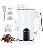 4 in 1 Electric Milk Frother Automatic Hot & Cold Foam Maker Auto Shut-Off Durable Stainless Stee...