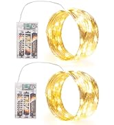 SINAMER Fairy Lights Battery Operated, 2 Packs 5m 50LED Led Mini Twinkle Copper Wire Firefly Star...