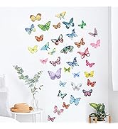 AOWDIAO Watercolor Butterfly Peel and Stick Wall Decals for Girls Bedroom Nursery Room Decor