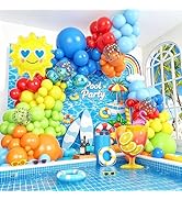Amandir 165Pcs Summer Beach Pool Party Balloons Decorations Splash Tropical Balloon Arch Garland ...