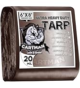 CARTMAN Finished Size 6x8 Feet Extra Thick 20 Mil Brown Ultra Heavy Duty Poly Tarp, Multipurpose ...