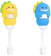 ZMRZ Toddler Toothbrush with Tongue Cleaner, Extra Soft Bristles for Kids 1+ | Dinosaur-Shaped Ba...