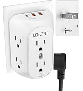 LENCENT 2 Prong Power Strip, 3 to 2 Prong Grounding Outlet Adapter 6 Outlet PD20W &amp;2 USB A Port, ...