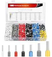 Nilight 1900PCS Wire Ferrules Terminals Kit AWG 22-10 Premium Copper Ferrule Terminals Nylon Insu...