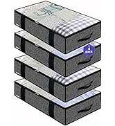 Onlyeasy 4 Pack Under Bed Clothes Storage Bags Organizer with Reinforced Handles and Zippers, Fol...