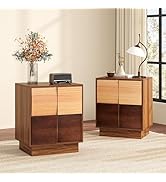 Lamohome Solid Wood Nightstand, End Table with 2 Drawers, Wood Night Stand with Storage, Modern B...