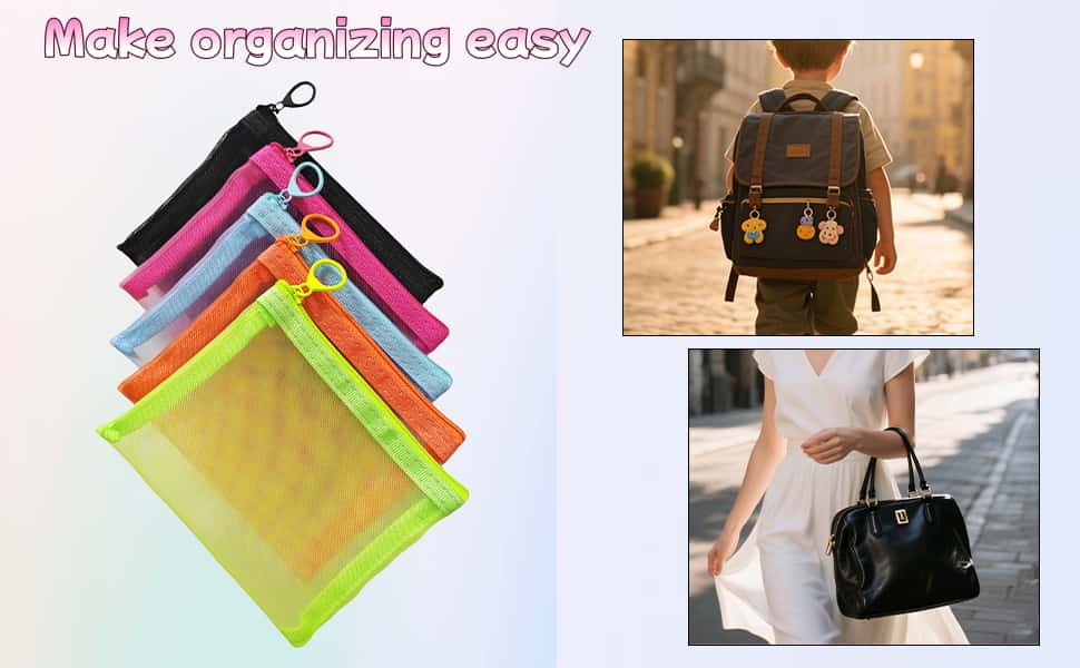 Small Mesh Zipper Pouch Bags for Purse