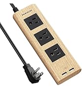 Power Strip 10Ft, JACKYLED Surge Protector with 3 Outlets and 2 USB Ports, Flat Plug Extension Co...