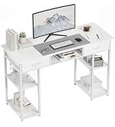 OLIXIS Desk with Storage Fabric Drawers-48 Inch Home Office Computer Desk for Small Space Bedroom...