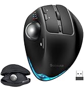 SABLUTE Wireless Trackball Mouse, Hard Travel Case (Include) Ergonomic Bluetooth Rechargeable Com...