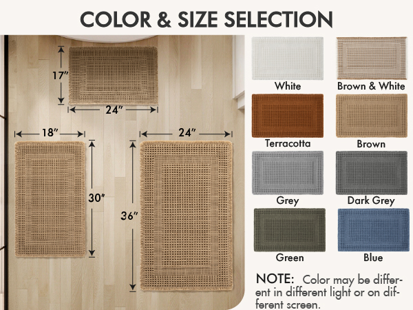 colors and sizes