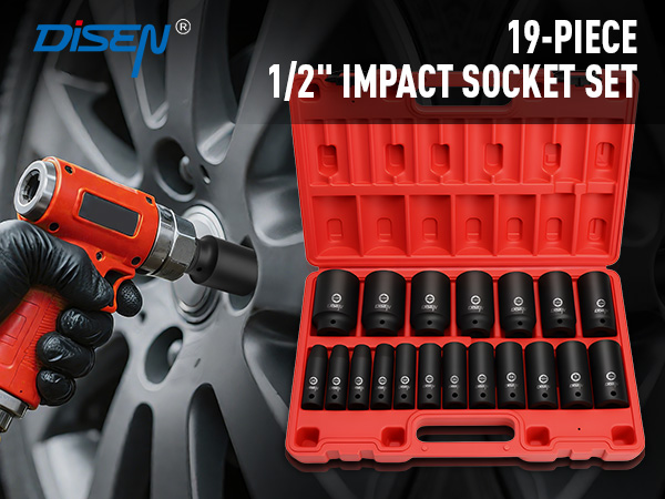 Impact Socket Set 1/2 Inches 19 Piece