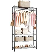 VEVOR Clothing Garment Rack, Heavy Duty Closet Wardrobe, Adjustable Tiers Clothes Racks with Stee...