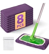 8 Pack Reusable Mop Pads Compatible with Swiffer Sweeper Mop, Dry and Wet Pads Refill, Microfiber...