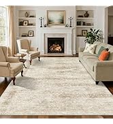 Latte&amp;Fog 8x10 Area Rugs for Living Room, Large Vintage Beige Washable Rug, Boho Neutral Floral N...