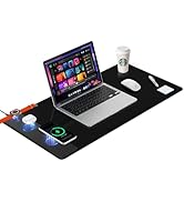 Mouse Pad with Magnetic Wireless Charging, Large Desk Mat, Non-Slip Mouse Mat, Keyboard Pad for G...