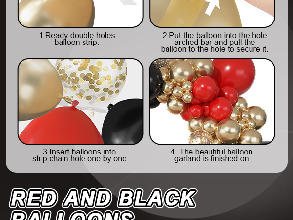 red black and gold party decorations