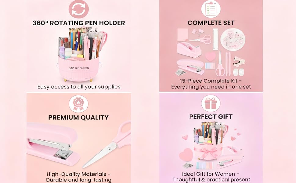 Features 360° rotation, complete set, premium materials, perfect gift