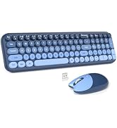 MOFII Wireless Keyboard and Mouse Combo, Compact Small Keyboard with Large Print, 2.4GHz Retro Ty...