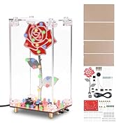 DIY Rose Soldering Kit, PEMENOL LED Flower Soldering Project Kit with Acrylic Case, Flashing Ligh...