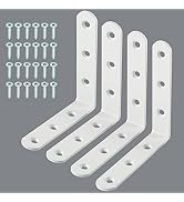 Alise 4 PCS L Brackets Heavy Duty Corner Bracket, 3.2 X3.2 Inch White Floating Shelf Brackets for...