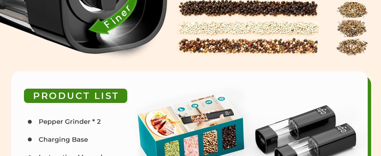 rechargeable salt and pepper grinder set