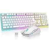RedThunder K10 Wireless Gaming Keyboard and Mouse Combo, LED Backlit Rechargeable 3800mAh Battery...