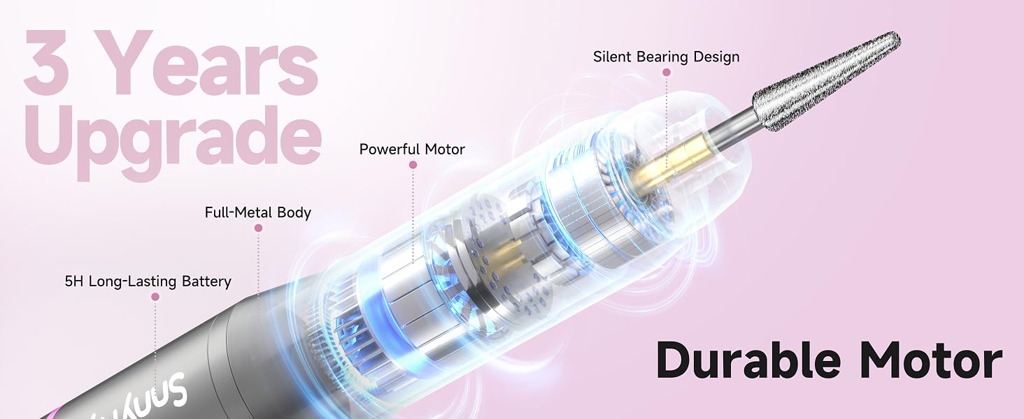 50% stronger than most cordless drills, ideal for nail art, thick nails, and pet claws.