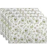 Wnoesat Easter Bunny Rabbits Placemats Set of 4 Easter Spring Green Leaves Flroal Dining Table Pl...