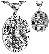 Anwlki Saint Christopher Necklace St Christopher Medal Bless Safety Religious Pendant Gift for Me...