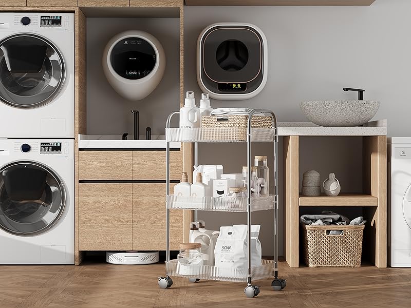 STARLATTA 3 Tier Rolling Cart with Lockable Wheels