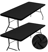 homing 2 Pack Rectangle Table Cloth, Elastic Fitted Fabric Tablecloth Fits for 6 Foot Folding Tab...