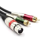 SiYear XLR Female to 2 x Phono RCA Plug Adapter Y Splitter Patch Cable, XLR Female 3 Pin to Dual ...