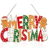 Merry Christmas Door Decorations Wooden Gingerbread Man Door Sign Hanging Christmas Tree Ornament...
