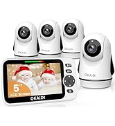 OKAIDI Video Baby Monitor with 4 Cameras, 5" Display Baby Monitor No WiFi, 30H Battery and 1000ft...