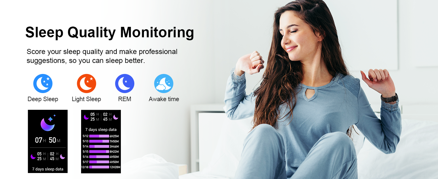 a woman sitting on a bed with her arms in the air.