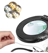 KUVRS 30X/12X Bifocals Magnifying Glass with Light and Stand, 14.2'' Magnetic Soldering Helping H...